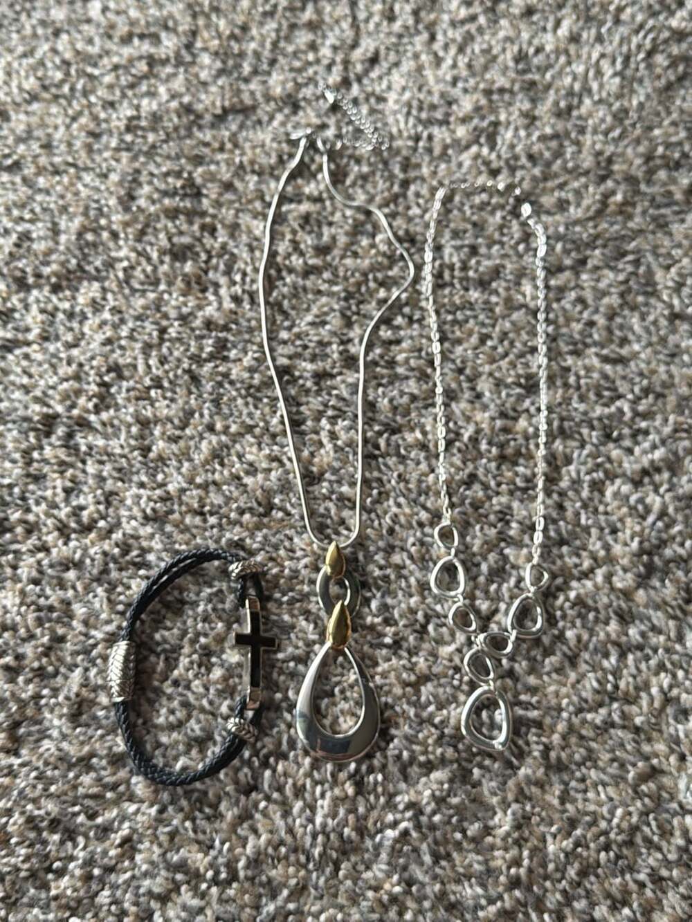 3-Piece Jewelry Set: Two Necklaces and One Cross Bracelet